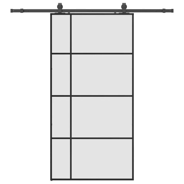 vidaXL Schiebet&uuml;r mit Beschlag Schwarz 102,5x205 cm ESG-Glas