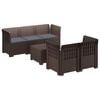 vidaXL 5-Sitzer Gartensofa mit Kissen Rattan-Look PP Braun