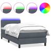 vidaXL Boxspringbett mit Matratze & LED Dunkelgrau 100x220 cm Samt
