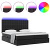 vidaXL Bett mit LED-Lichtleisten mit Kopfteil Schwarz 200 x 200 cm PVC