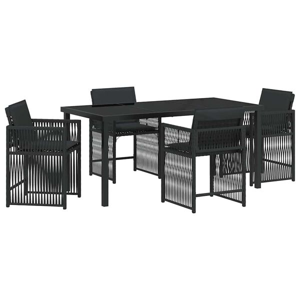 vidaXL Garten Essgruppe 5 pcs Schwarz Poly-Rattan