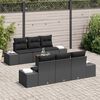 vidaXL Gartensofa-set mit Kissen 7 pcs Schwarz Poly-Rattan