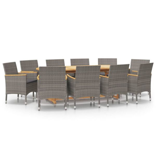 vidaXL 11-tlg. Garten-Essgruppe mit Kissen Grau