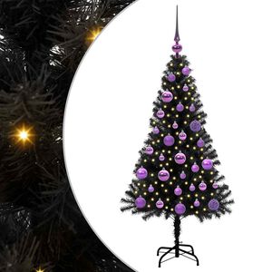 vidaXL Weihnachtsbaum mit 150 LEDs mit St&auml;nder Schwarz 120 cm PVC