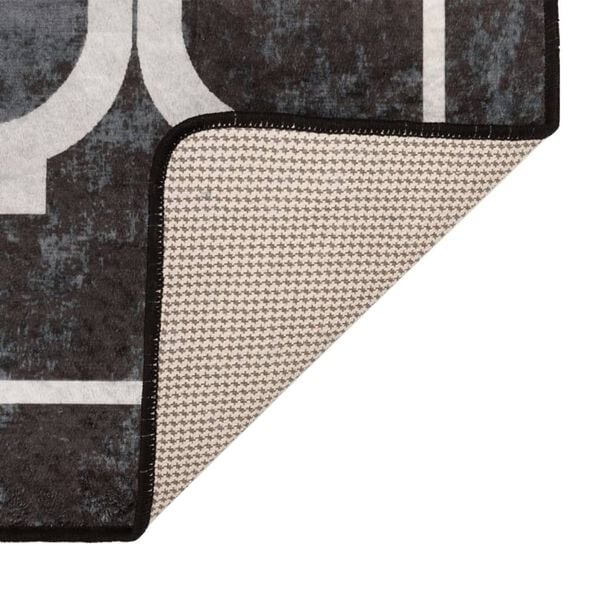 vidaXL Teppich Waschbar Schwarz und Wei&szlig; 80x300 cm