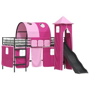 vidaXL Kinderloftbett Schwarz und Pink 79,5 x 200 cm Metall