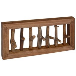 vidaXL Mantelhaken Natur 50 x 10 x 25 cm Massives Mahagoni Holz