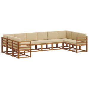 vidaXL Outdoor-Sofagarnitur mit Kissen 10 pcs Natur und Beige