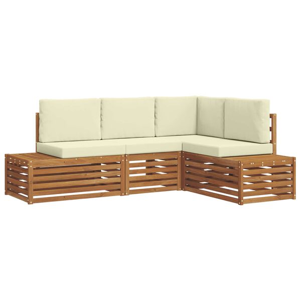 vidaXL Outdoor-Sofagarnitur mit Kissen 4 St&uuml;ck Natur und Creme