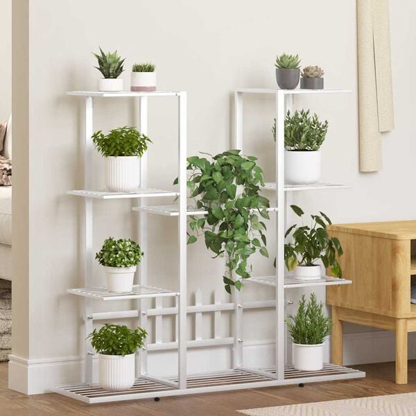 vidaXL Blumenst&auml;nder 94,5x25x89 cm Wei&szlig; Eisen