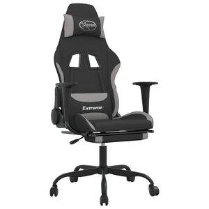 vidaXL Gaming-Stuhl mit Massage & Fu&szlig;st&uuml;tze Schwarz und Hellgrau Stoff