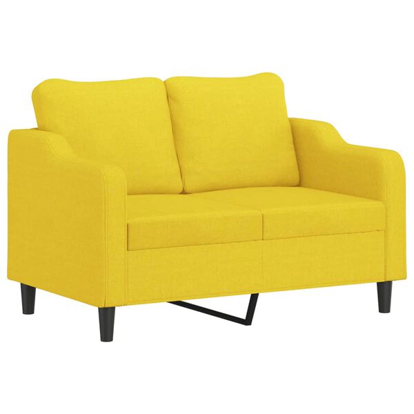 vidaXL 2-Sitzer-Sofa mit Zierkissen Hellgelb 120 cm Stoff