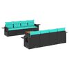 vidaXL 9-teiliges Gartensofa-Set mit Kissen, schwarzes Polyrattan