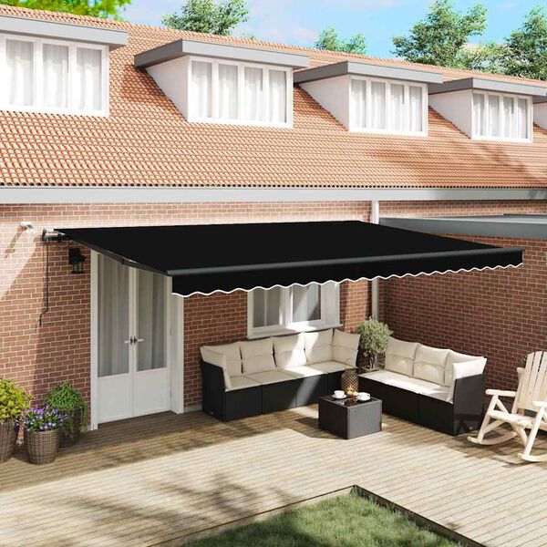 vidaXL Markisenstoff mit Schwarz 500 x 350 cm Polyester