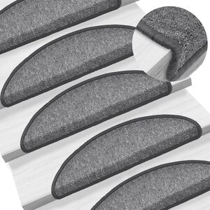 vidaXL Stufenmatten 15 Stk. 56x17x3 cm Dunkelgrau Halbrund