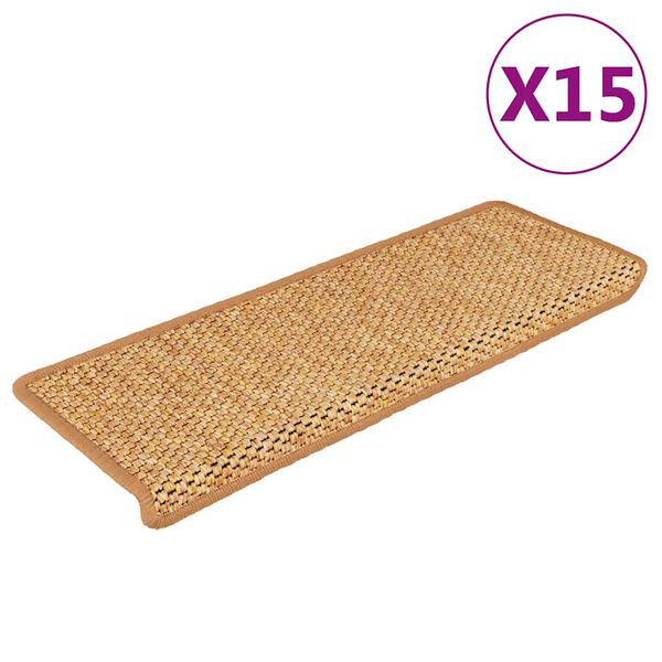 vidaXL Treppenmatten Selbstklebend Sisal-Optik 15Stk. 65x21x4cm Sisal