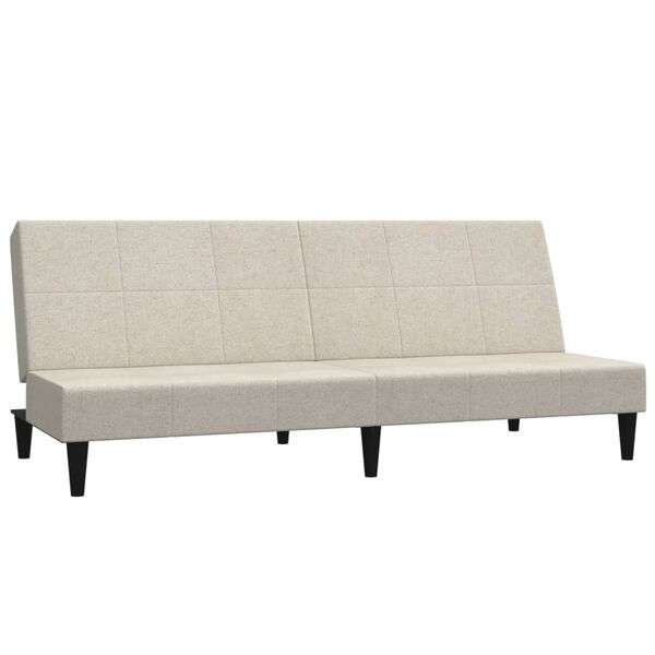 vidaXL Schlafsofa 2-Sitzer mit Hocker Creme Mikrofasergewebe