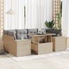 vidaXL 7-tlg. Garten-Sofagarnitur mit Kissen Beige Poly Rattan