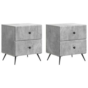 vidaXL Nachttisch 2 pcs Betongrau 43 x 34,5 x 47,5 cm Holzwerkstoff