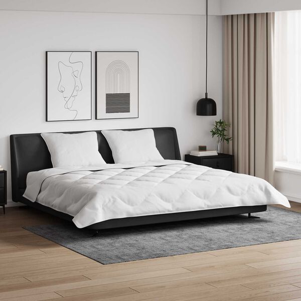 vidaXL Decke mit Kissen 3 pcs Wei&szlig; Mikrofaser und Daunenfedern