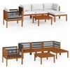 vidaXL 6-tlg. Garten-Lounge-Set mit Kissen Cremefarbenes Holz Akazie & Seil