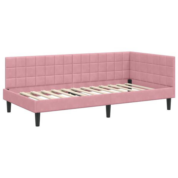 vidaXL Eckbettgestell mit Kopfteil Rosa 100 x 200 cm Samt