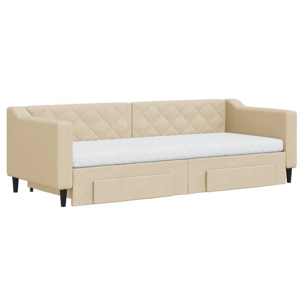vidaXL Tagesbett Ausziehbar mit Schubladen Creme 80x200 cm Stoff