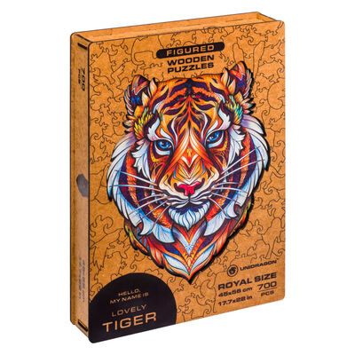 UNIDRAGON 700-tlg. Holzpuzzle Lovely Tiger Royal Size 45x56 cm