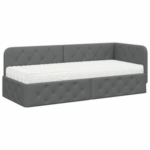 vidaXL Eckbettgestell Dunkelgrau 80 x 200 cm Stoff