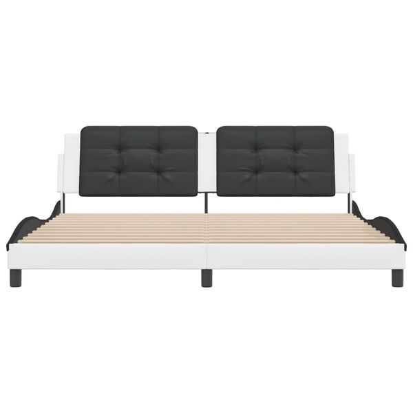 vidaXL Bettgestell ohne Matratze "Zadar" Wei&szlig; und Schwarz 200x200 cm Kunstleder