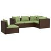 vidaXL 5-tlg. Garten-Lounge-Set mit Kissen Poly Rattan Braun