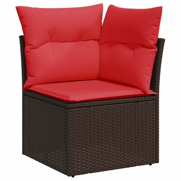 vidaXL 7-teiliges Gartensofa-Set mit Kissen, braun, Polyrattan