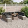 vidaXL Garten-Sofa-Set mit Speicher 10 pcs Grau Poly Rattan