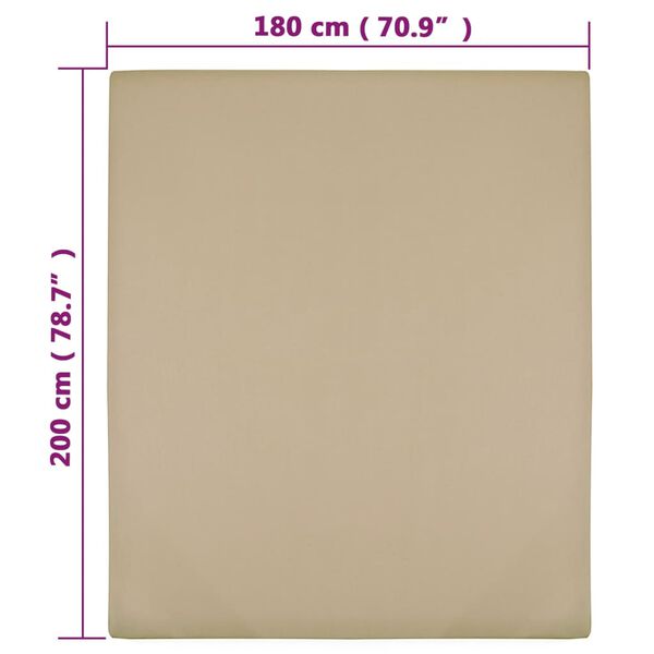 vidaXL Spannbettlaken 2 Stk. Jersey Taupe 180x200 cm Baumwolle