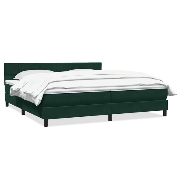 vidaXL Boxspringbett mit Matratze Dunkelgr&uuml;n 200x210 cm Samt