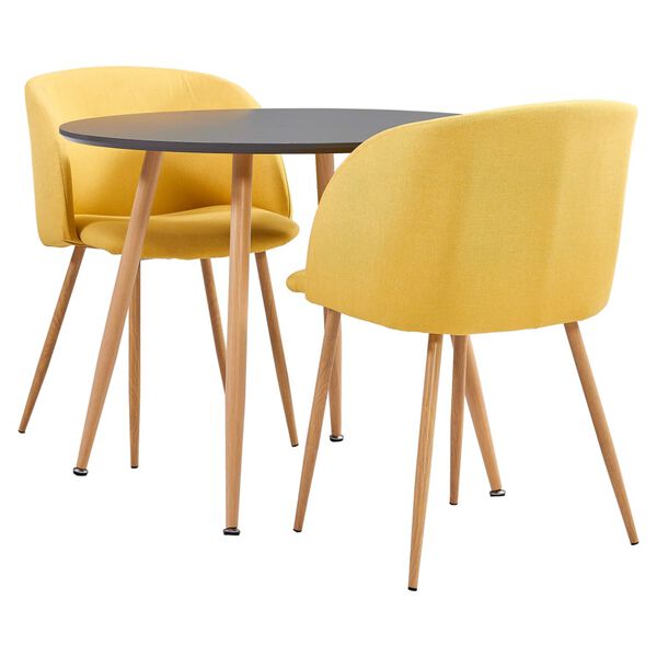 vidaXL 3-tlg. Essgruppe Stoff Gelb