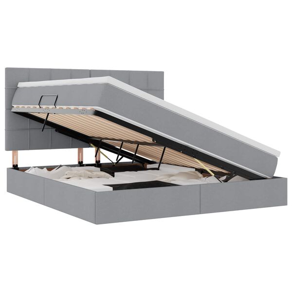 vidaXL Bett mit Stauraum und LED Hellgrau 160 x 200 cm Polyester