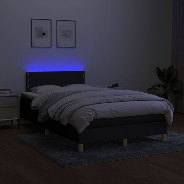 vidaXL Boxspringbett mit Matratze & LED Schwarz 120x200 cm Stoff