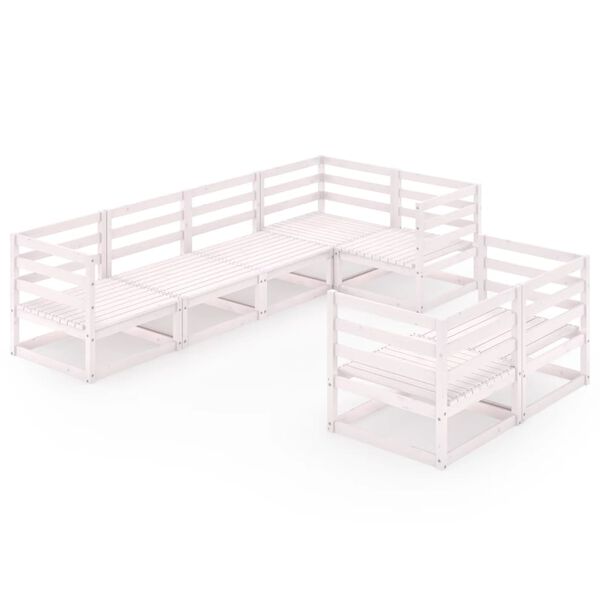 vidaXL 7-tlg. Garten-Lounge-Set Wei&szlig; Massivholz Kiefer