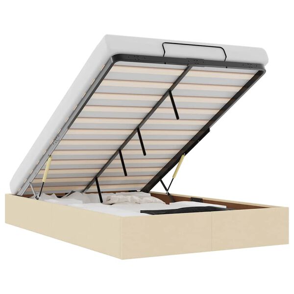 vidaXL Ottoman-Bett ohne Matratze Creme 120x200 cm Stoff