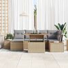 vidaXL Garten-Sofa-Set mit Speicher 7 pcs Beige Poly Rattan