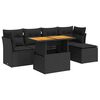 vidaXL 6-tlg. Garten-Sofagarnitur mit Kissen Schwarz Poly Rattan