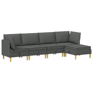 vidaXL Modular Sofa Set mit Stauraum 5 pcs Dunkelgrau Stoff
