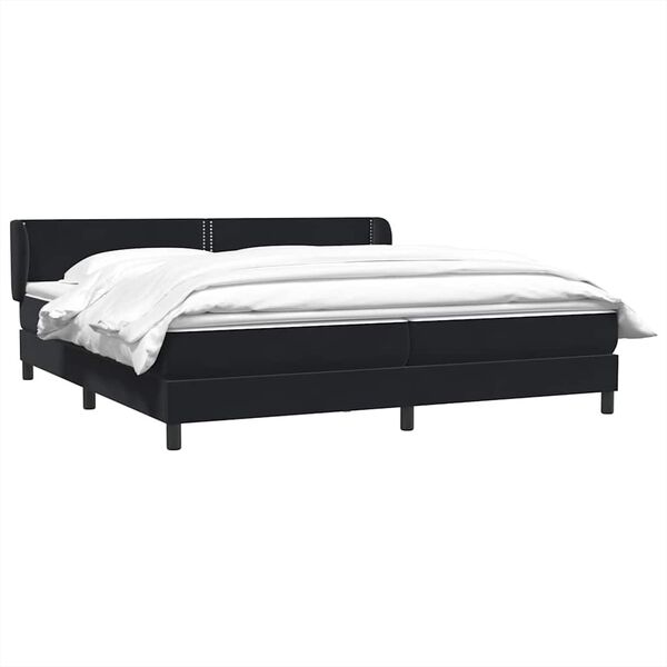 vidaXL Boxspringbett mit Matratzen Schwarz 180x210 cm Samt