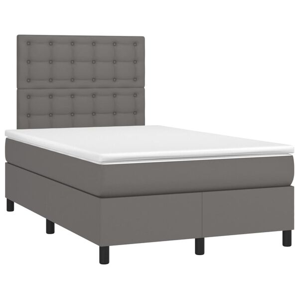 vidaXL Boxspringbett mit Matratze Grau 120x190 cm Kunstleder