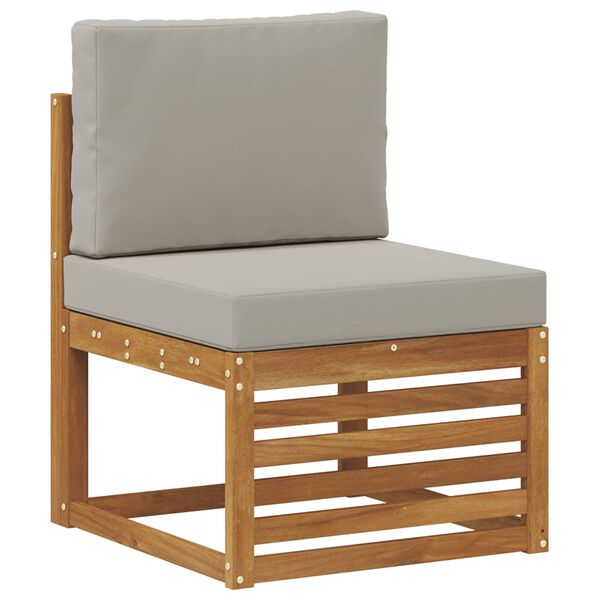 vidaXL Sofagarnituren 4 pcs Nat&uuml;rlich und Hellgrau Massivholz Akazie