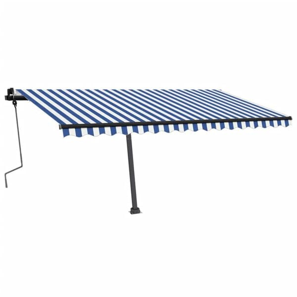 vidaXL Standmarkise Manuell Einziehbar 400x350 cm Blau/Weiß