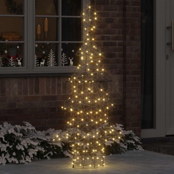 vidaXL Weihnachtsbaum mit 160 LEDs Warmwei&szlig; 150 cm Rattan