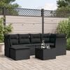 vidaXL 7-tlg. Garten-Sofagarnitur mit Kissen Schwarz Poly Rattan