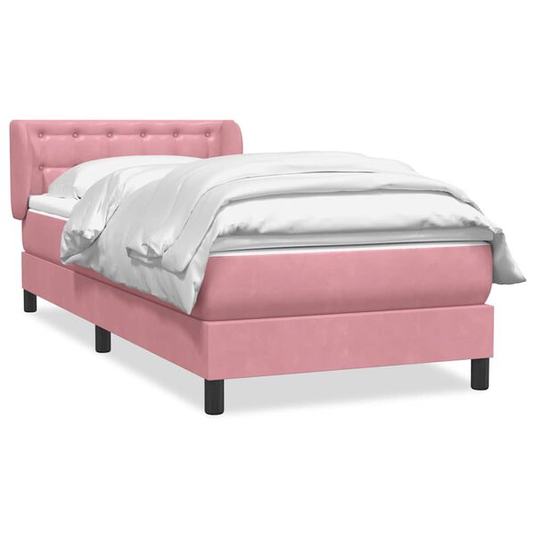 vidaXL Boxspringbett mit Matratze Rosa 90x220 cm Samt